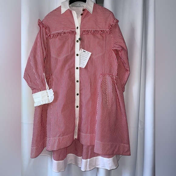 - Philosophy Di Lorenzo Serafini Button Stripe Shirt Dress - Picture 1 of 12